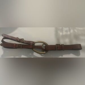 Ralph Lauren Gold Buckle Brown Leather Belt